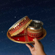 Radiant Red Bridal Karwa Chauth Thali Set