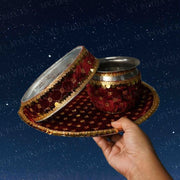 Maroon Embellished Karwa Chauth Thali Set