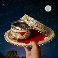Bridal Red Gota Karwa Chauth Thali Set