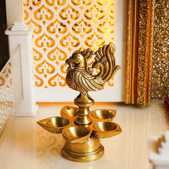 Brass Peacock Diya