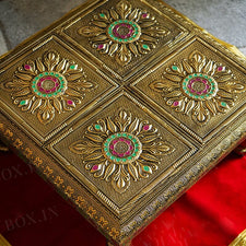 Floral Motifs Designer Wooden Chowki