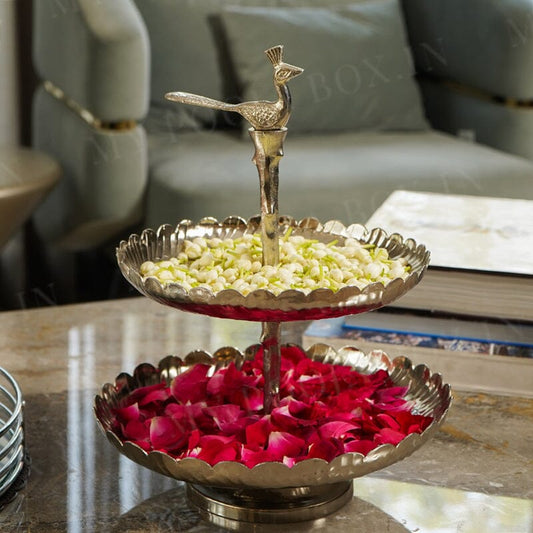 Elegant Silver Peacock Dessert Layer Stand