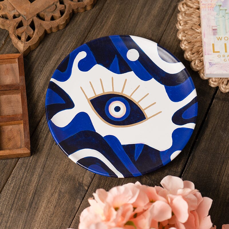 Hand-Painted Big Evil Eye for Good Luck Wall Decor Plate