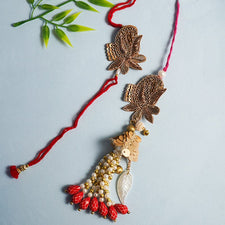 Zari Sequins Beads Ornate Bhaiya Bhabhi Rakhi