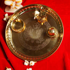 Elegant Ganesh Laxmi Brass Pooja Thali