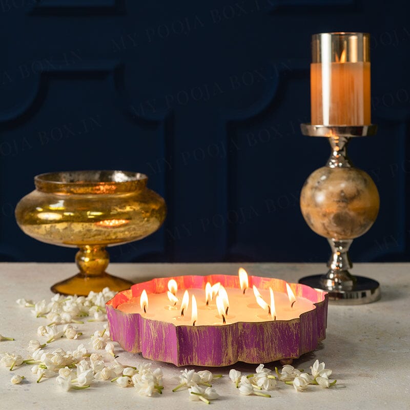 Pink and Gold Candle Urli 9"