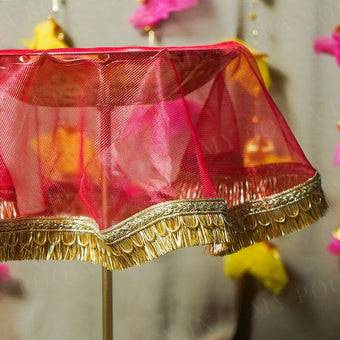 Meher Bano Red Round Thali Cover