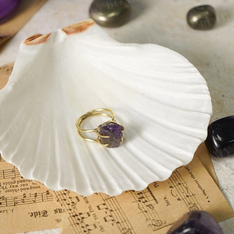 Natural Amethyst Gold Plated Ring