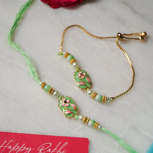 Elegant Beaded Blossom Bhaiya Bhabhi Rakhi