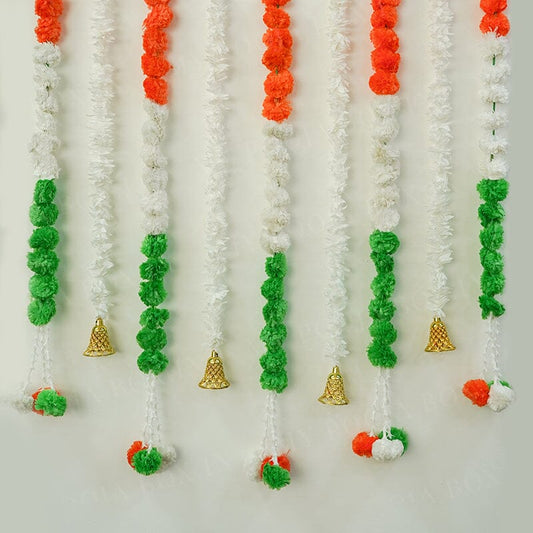 Tiranga Artificial Jasmine Flower And Tricolor Marigold Backdrop Decoration | Republic Day, Independence Day Decoration