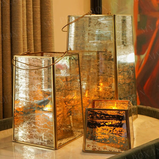 Peaceful Glow Mercury Glass Candle Lantern (Set of 3)