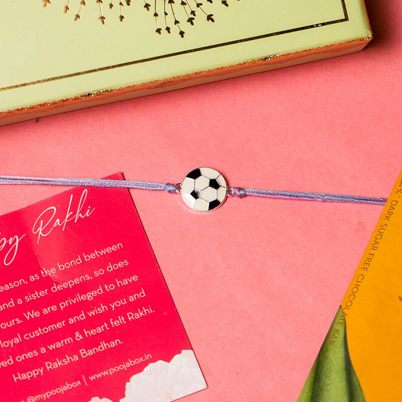 Kizzi Football Sports Rakhi Set Of 2 - Cotton Rakhi For Brother With Greeting Card & Roli Chawal - View #5