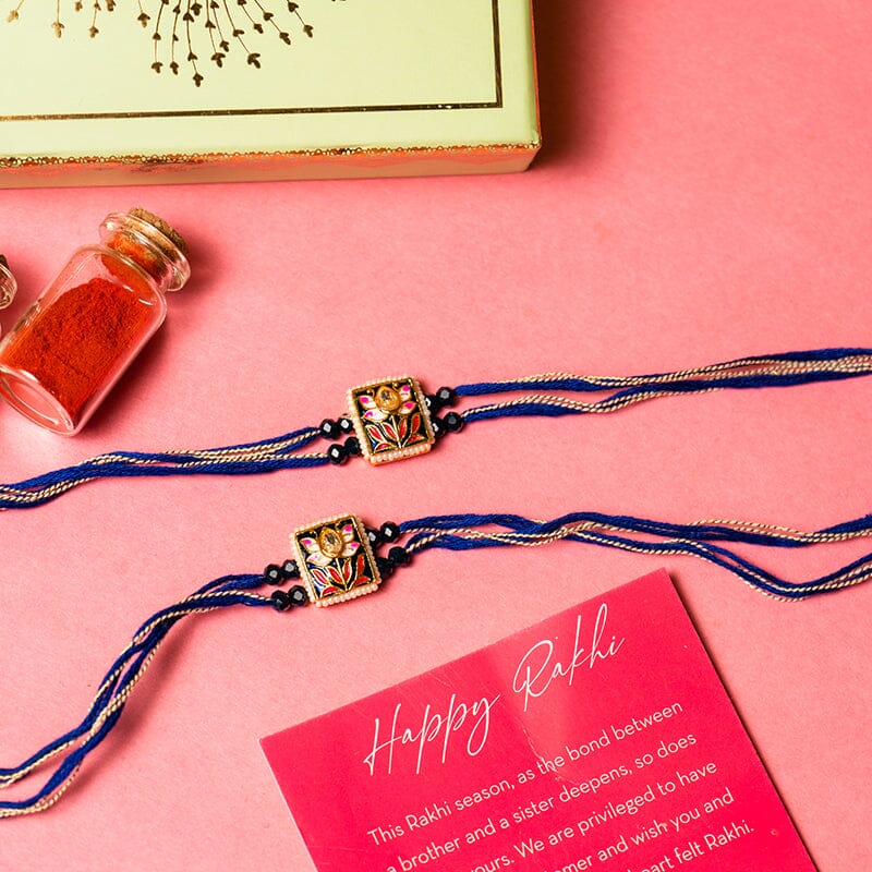 Lotus Royal Blue Blossom Harmony Bhaiya Rakhi