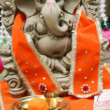 Velvet Satin Patka/Dupatta Orange- 80cm.