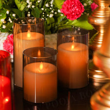 Acrylic Led Candle Grey with Remote (Set of 3)