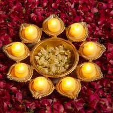 12 White Gold Small Urli with Swastik Design