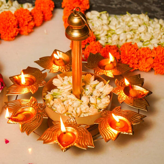 Astounding Layer Lotus Diya Urli Stand