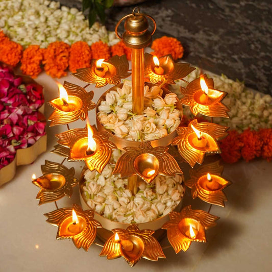 Astounding Layer Lotus Diya Urli Stand