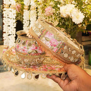 Shehnaaz Embellished Pink Karwa Chauth Thali Set