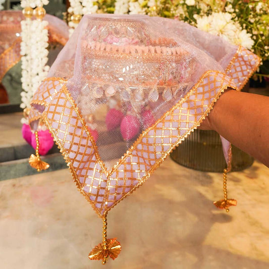 Handcrafted Square Gota Patti Thali Cover