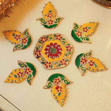 Festive Yellow Acrylic Rangoli Set