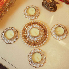 Festive Lilac Decorative Diya Set of 5