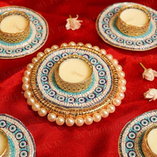 Blue Evil Eye Decorative Diya Rangoli Set of 5
