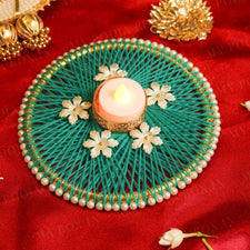 Handcrafted Green Floral T-light Holder
