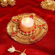 Decorative Red and Gold T-light Holder