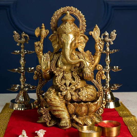 Brass Lotus Ganesha
