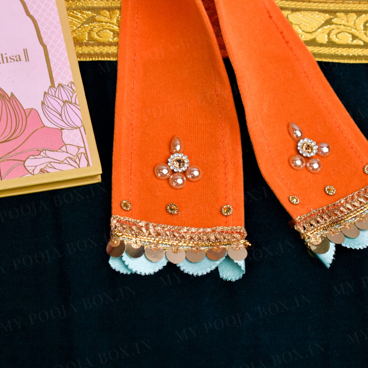 Velvet Patka/Dupatta Orange - 30cm.