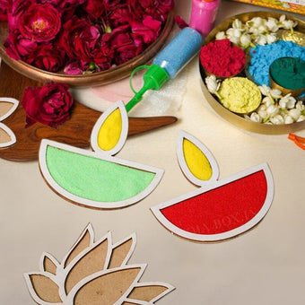 DIY Diya Pattern Rangoli Design Stencil 6" (Set of 2)