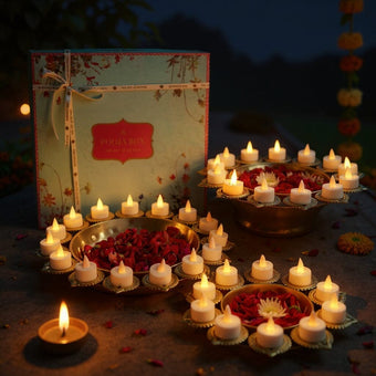 Aesthetic Floral Urli With Diya Gift Box