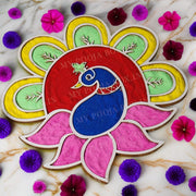 DIY Peacock Pattern Rangoli Design Stencil 12