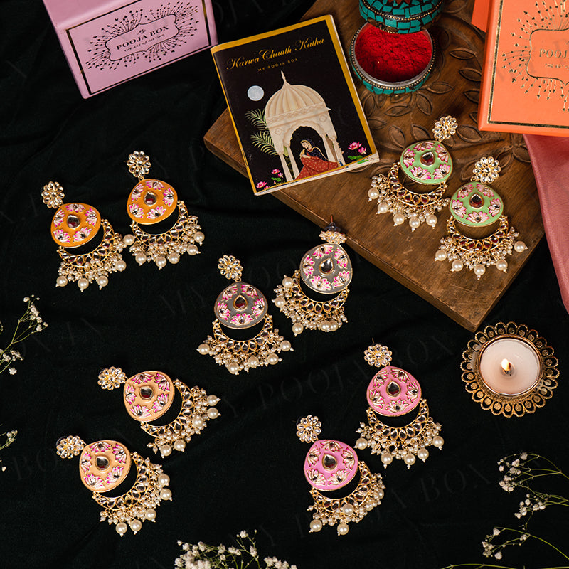 Meenakari Blossom Pink Earrings