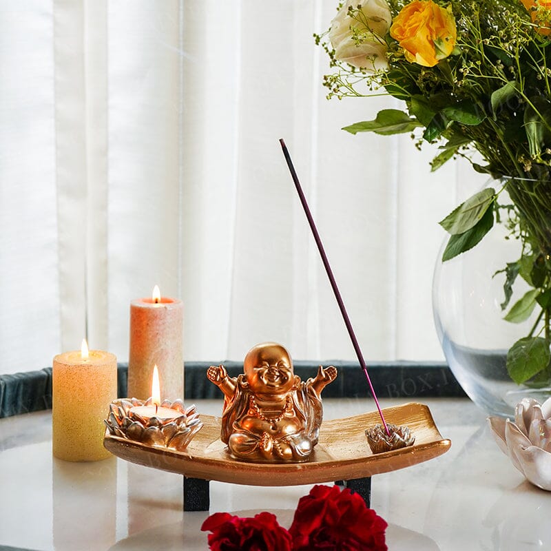 Joyful Baby Monk T-light & Incense Holder