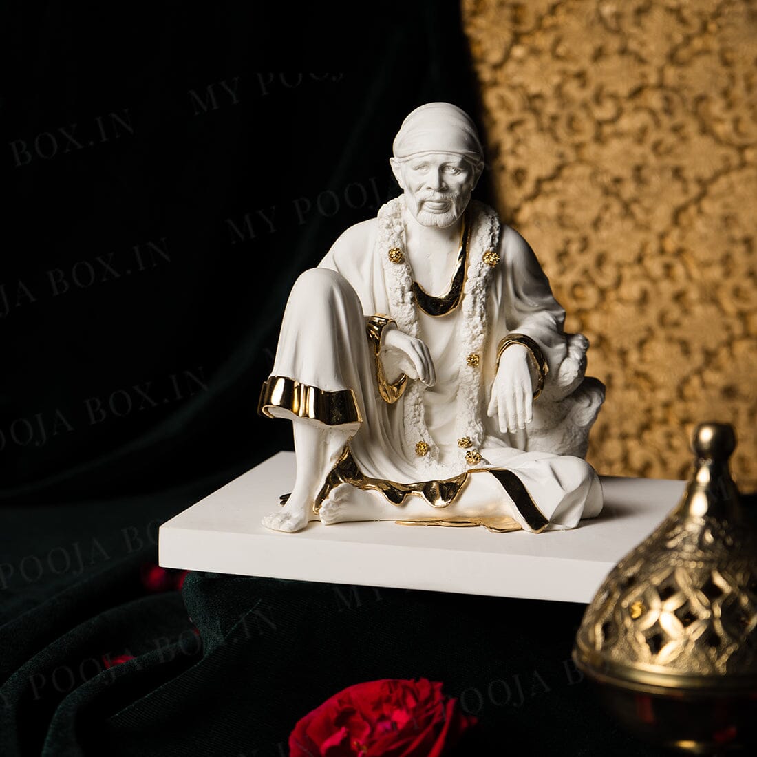 Buy Sublime Sai Baba Gold Plated Marble Idol Online in India ...