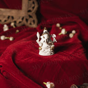 Royal Ganesha Gold Plated Marble Car Idol (Small)