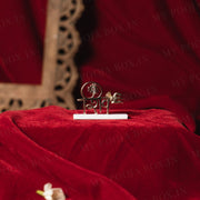 Alphabet Shiv With Damroo Gold Plated Marble Car Idol