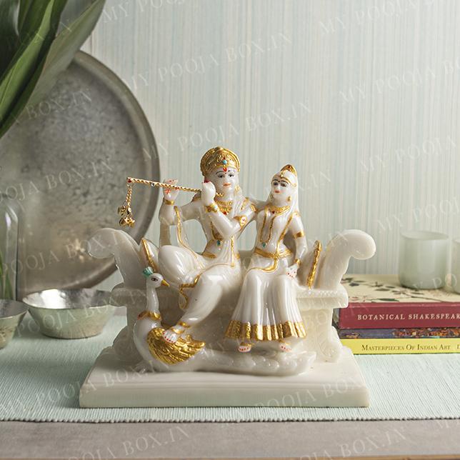 Stunning White Lord Radha Krishna