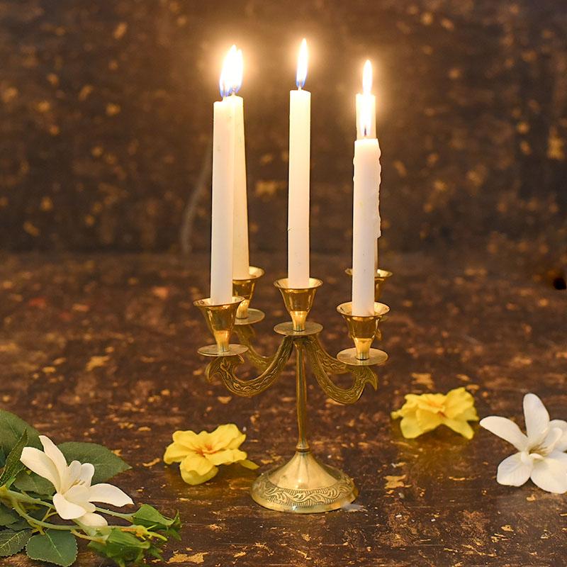 Elegant Brass 5 Arms Candle Holder
