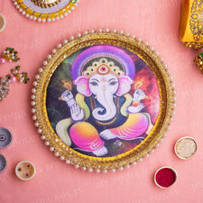 Ganpati Colorful Pooja Thali 8INCH