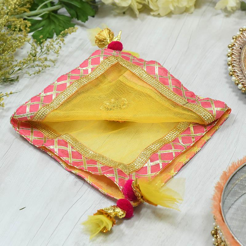 Dazzling Yellow and Pink Thali Cover