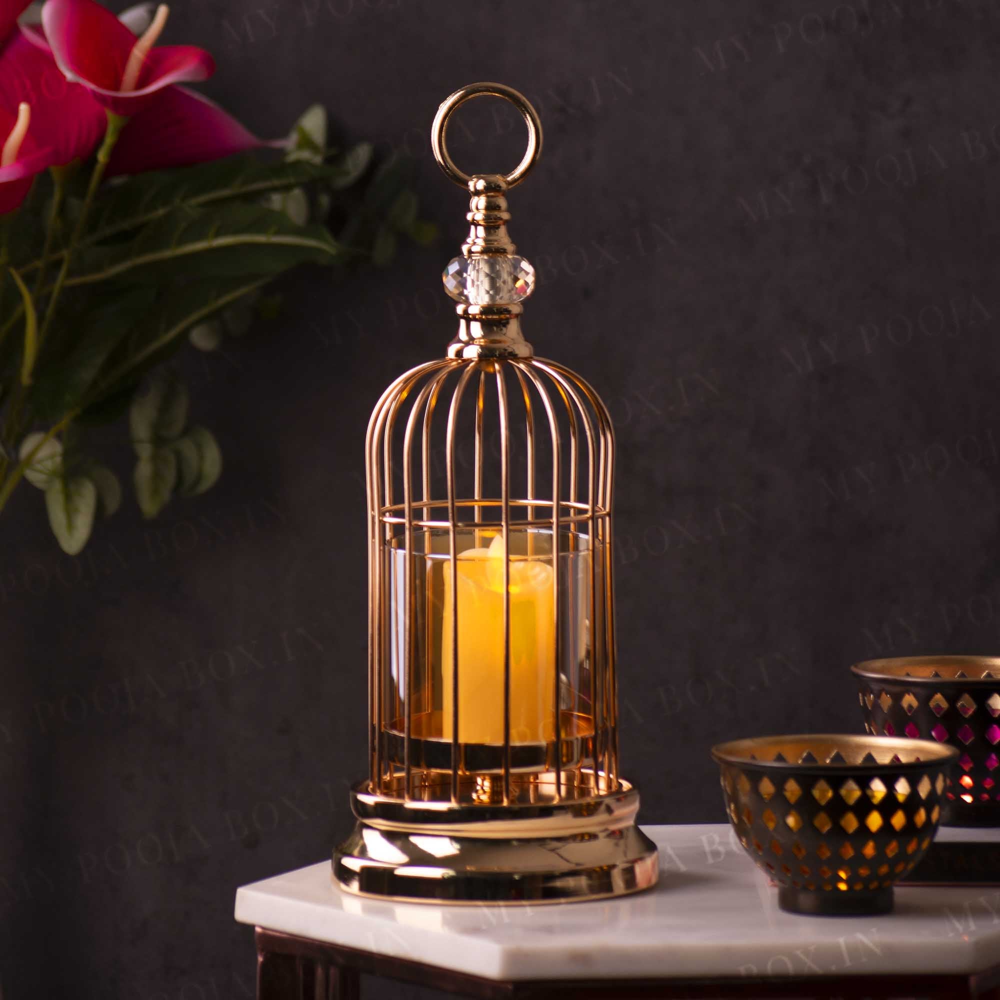 Buy Elegant Bird Cage Candle Holder Online in India - Mypoojabox.in