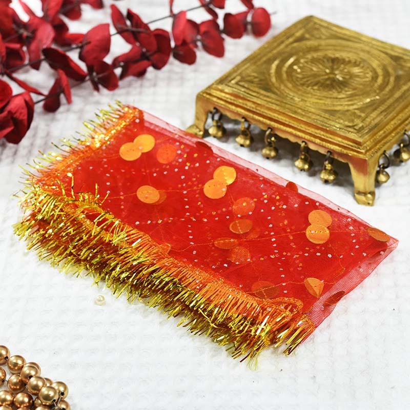 Chowki Cover With Golden Sequence Beads