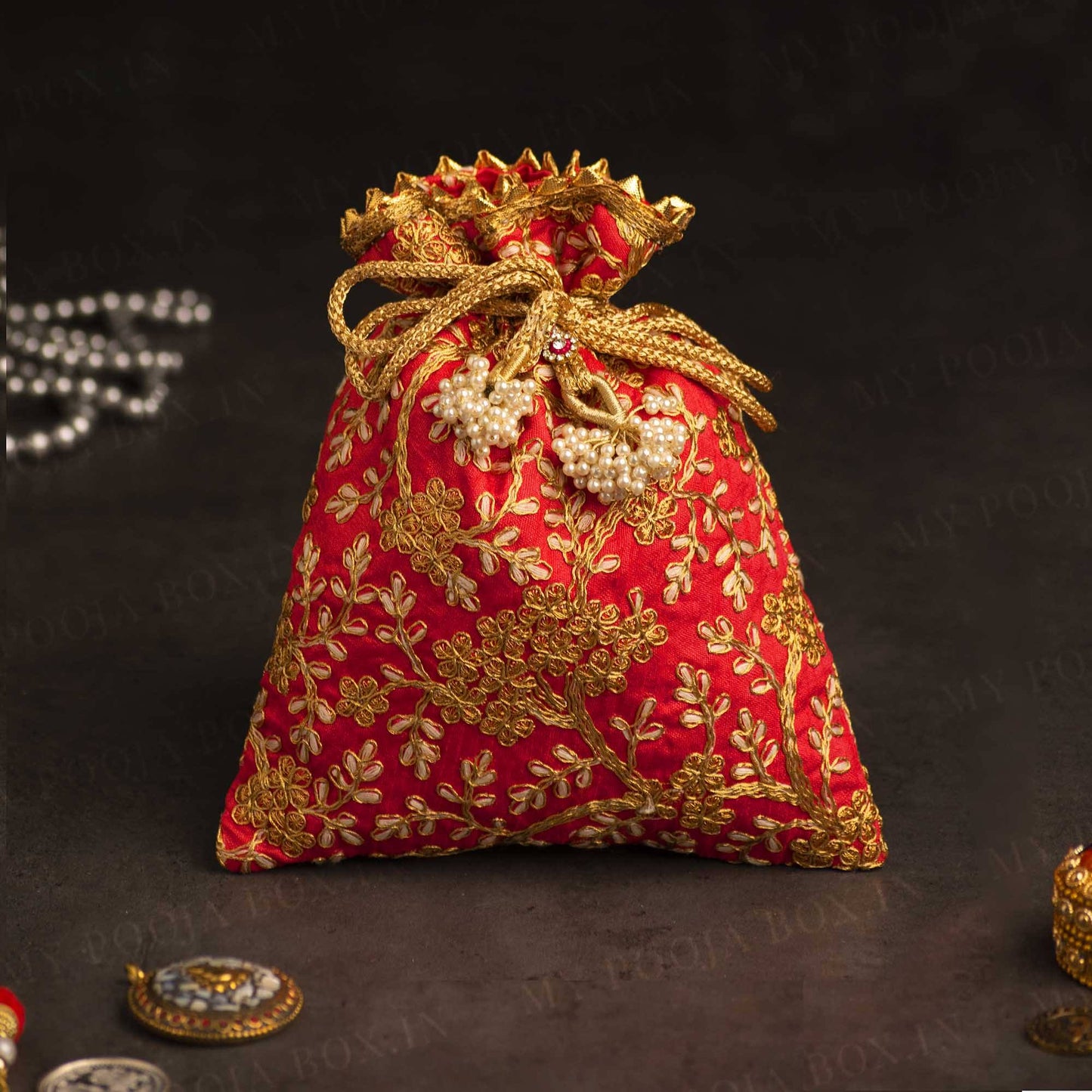 Pink Embroidered Potli Bag