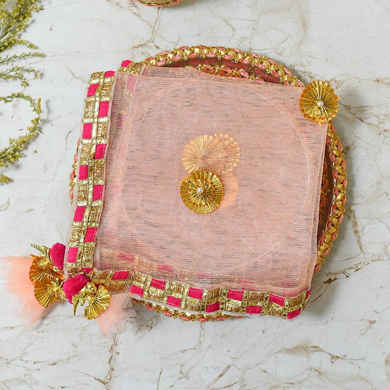 Beautiful Peach Thali Cover