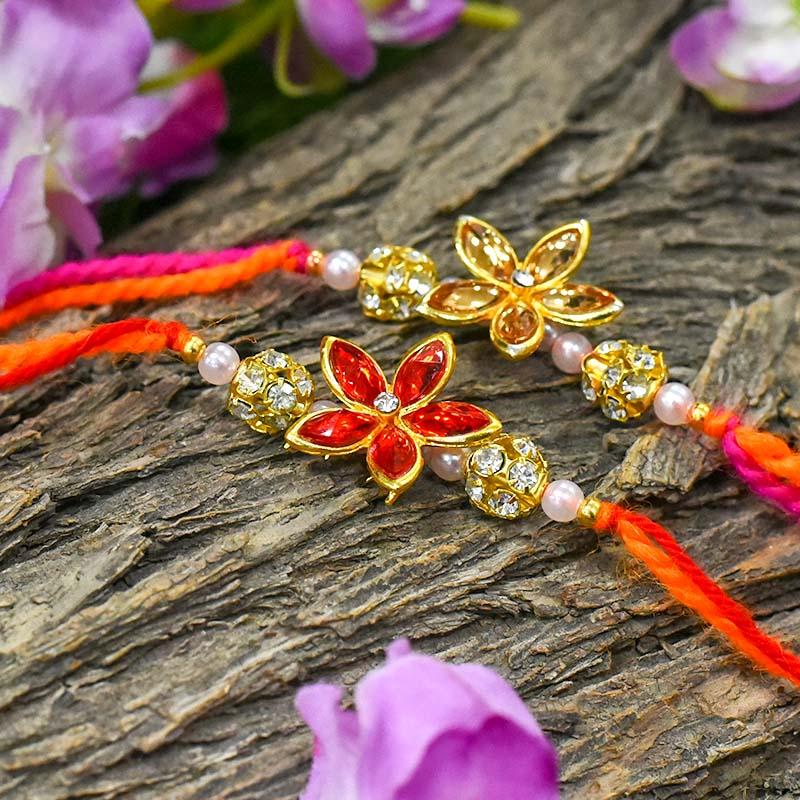 Elegant Floral Rakhi Set of 2