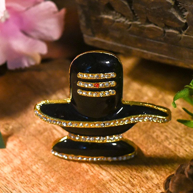 Crystal Diamond Studded Shivling for Car Dashboard