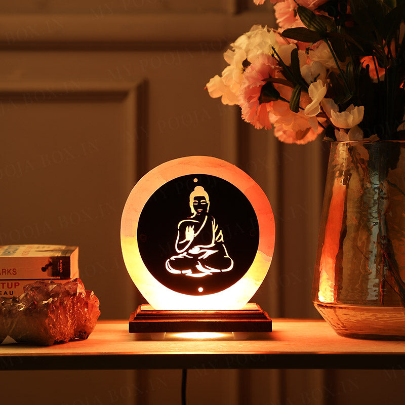 Buy Himalayan Pink Salt Buddha Glow Lamp Online in India Mypoojabox.in